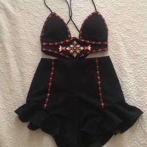 Black Romper w/ Pink Detail